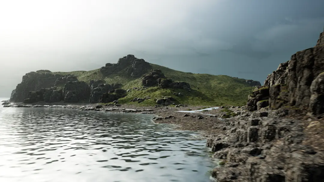 Water everywhere, whether crashing against the coastline...